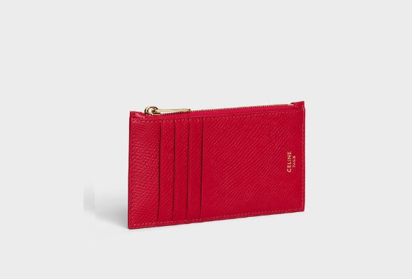 2019新作【セリーヌコピー セリーヌ】ZIPPED COMPACT CARD HOLDER IN GRAINED CALFSKIN